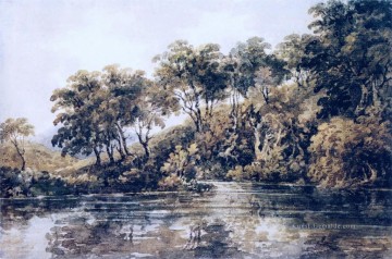  szene - Pond Aquarelle Szenerie Thomas Girtin Landschaft Fluss